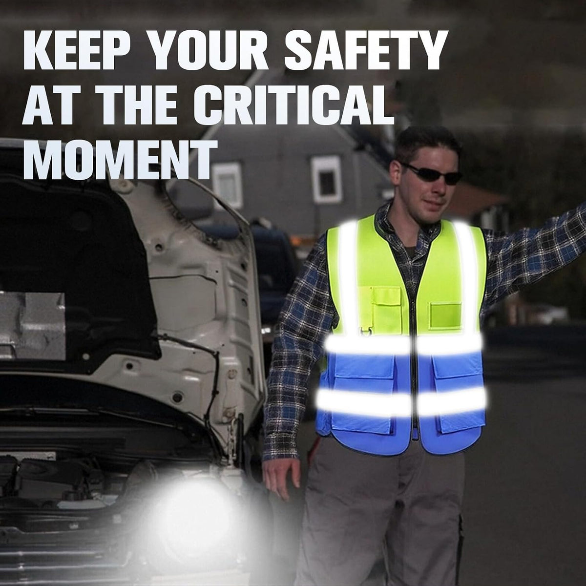 Safety Vests 20 Pack,Hi Vis Construction Vest with 5 Pockets and Zipper,Reflective Vest for Men Women Work One Size