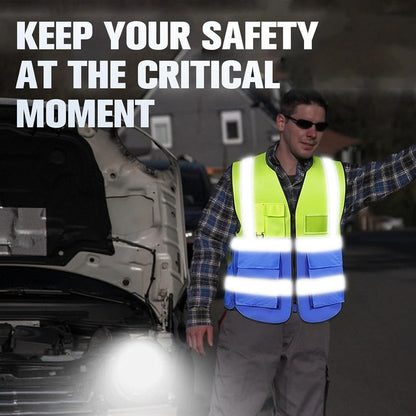 Safety Vests 20 Pack,Hi Vis Construction Vest with 5 Pockets and Zipper,Reflective Vest for Men Women Work One Size
