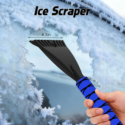 Snow Brush - Ice Scrapers for Car, 27" Detachable Snow Scrapers with Ergonomic Foam Grip for Cars, Trucks, Suvs (Heavy Duty ABS, PVC Brush, Blue)