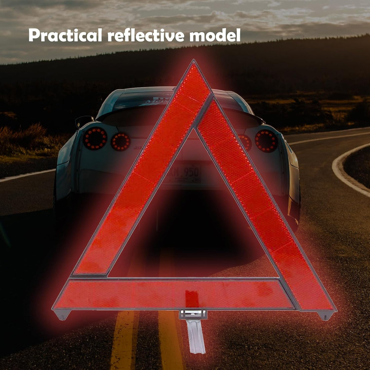 2 PCS Reflective Folding Vehicle Danger Sign, Safety Triangle Kit, Vehicle Breakdown Stop Warning Sign, Fit for Most Car (Red)
