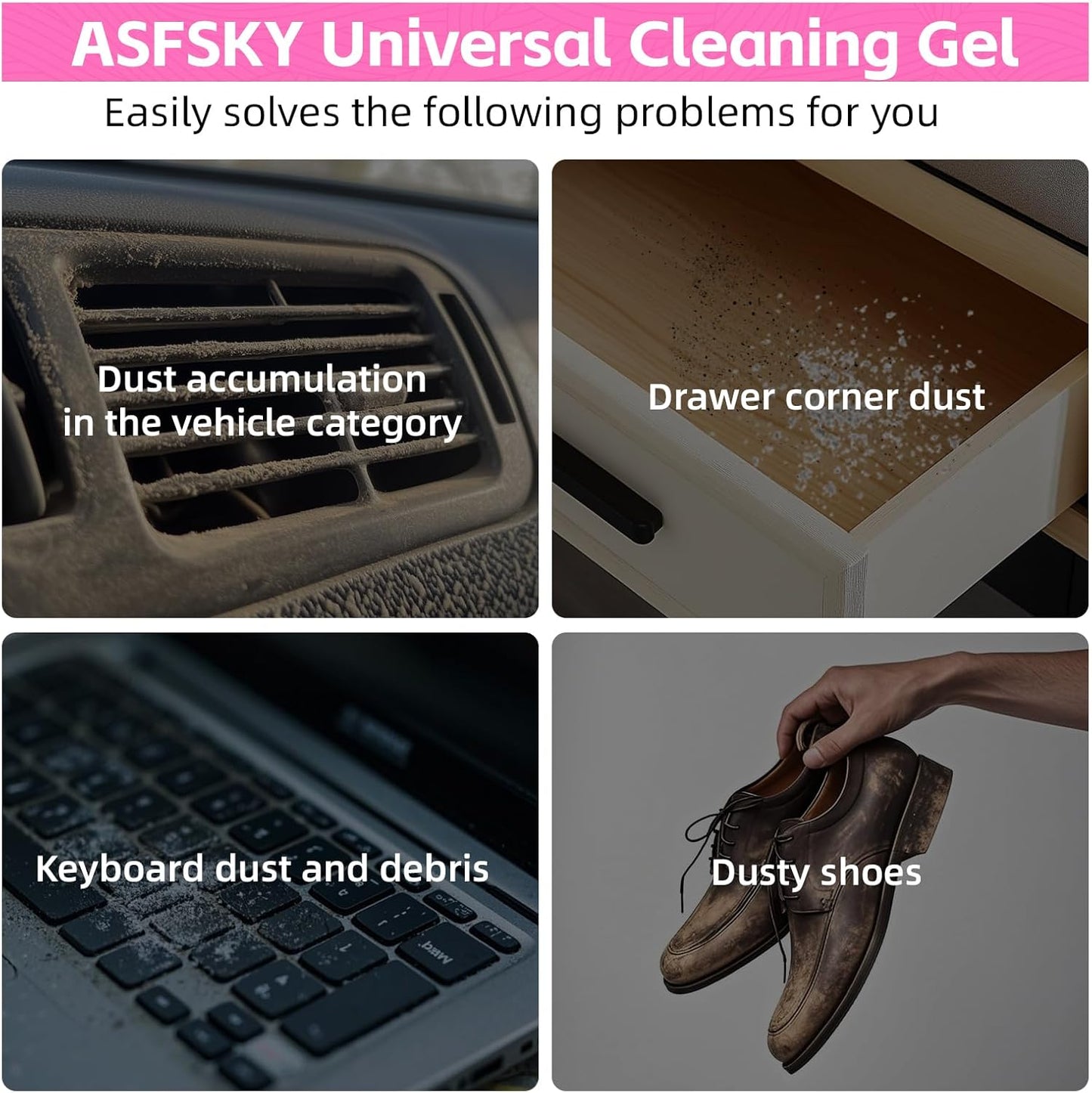 ASFSKY Car Cleaning Gel for Car Detailing Car Cleaning Gel Putty Reusable Keyboard Cleaner Gel Car Putty for Cleaning Dust Universal Cleaning Gel 5 Pack(Green)