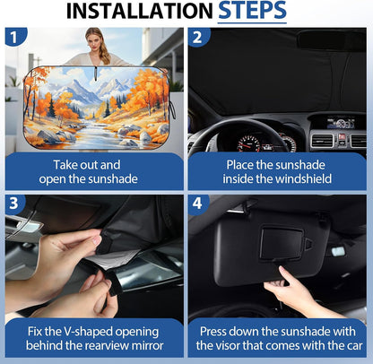 Windshield Sun Shade - Windshield Sun Shade Foldable Offers Ultimate Protection for Car Interior UV Protection Car