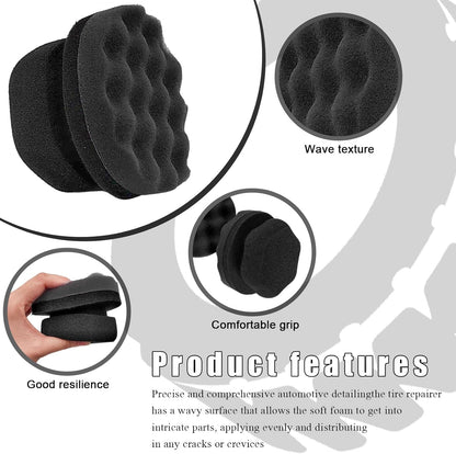 KVAEY 2 PCS Tire Dressing Applicator Pads, Reusable Hex Grip Tire Shine Applicator Polishing Sponge Pads, Wheel Tire Shine Detailing Foam for Most Vehicles, Car Accessories (Black, 3.15")