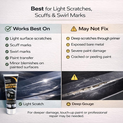 Car Scratch Remover for Light Scratches & Scuffs, Easy DIY Car Paint Repair Kit to Reduce Swirl Marks and Restore Shine, Polishing Compound with Sponge & Microfiber Towel (2Pcs)