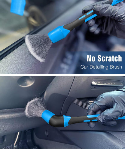 YeewayVeh Car Duster Exterior Scratch Free Microfiber Car Cleaning Brush, Extendable Handle Pollen and Dust Brush for Truck, SUV, Vehicles and Home Cleaning, Gray and Red