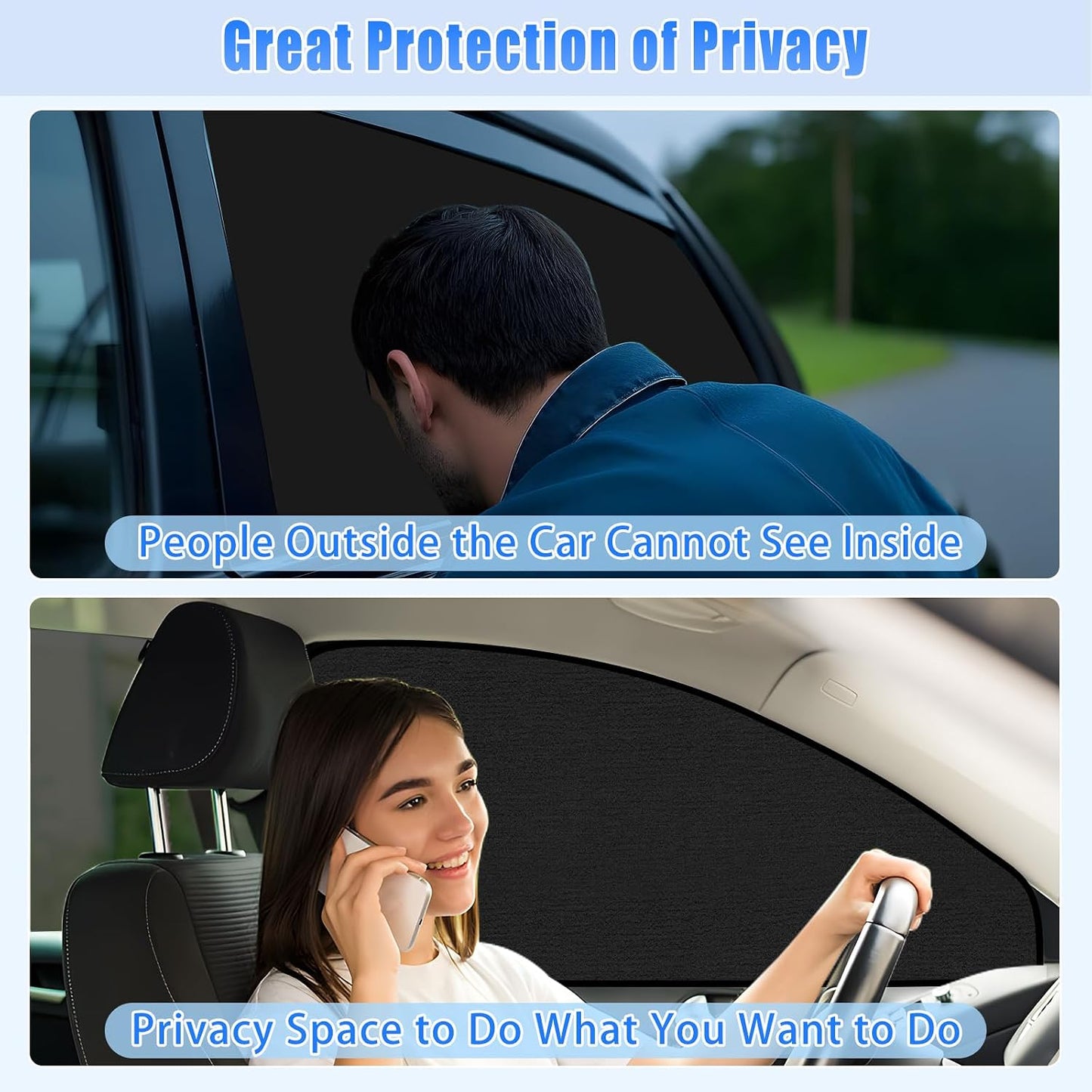 ZATOOTO Suede Car Window Shades 4PCS - Car Window Covers for Ultimate Privacy, UV Protection, and Heat Insulation, Side Window Sun Shade Perfect for Camping, Travel, Baby Safety, and Daily Use