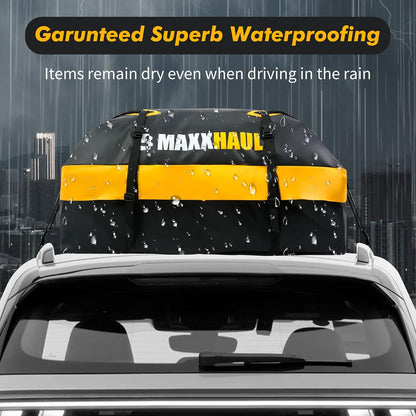 MaxxHaul Rooftop Cargo Bag 15 Cu Ft - Waterproof Universal Car Roof Carrier with Luggage Lock - No Rack Needed - Anti-Slip Mat - 100 lb Capacity - for Cars & SUV's (50719)
