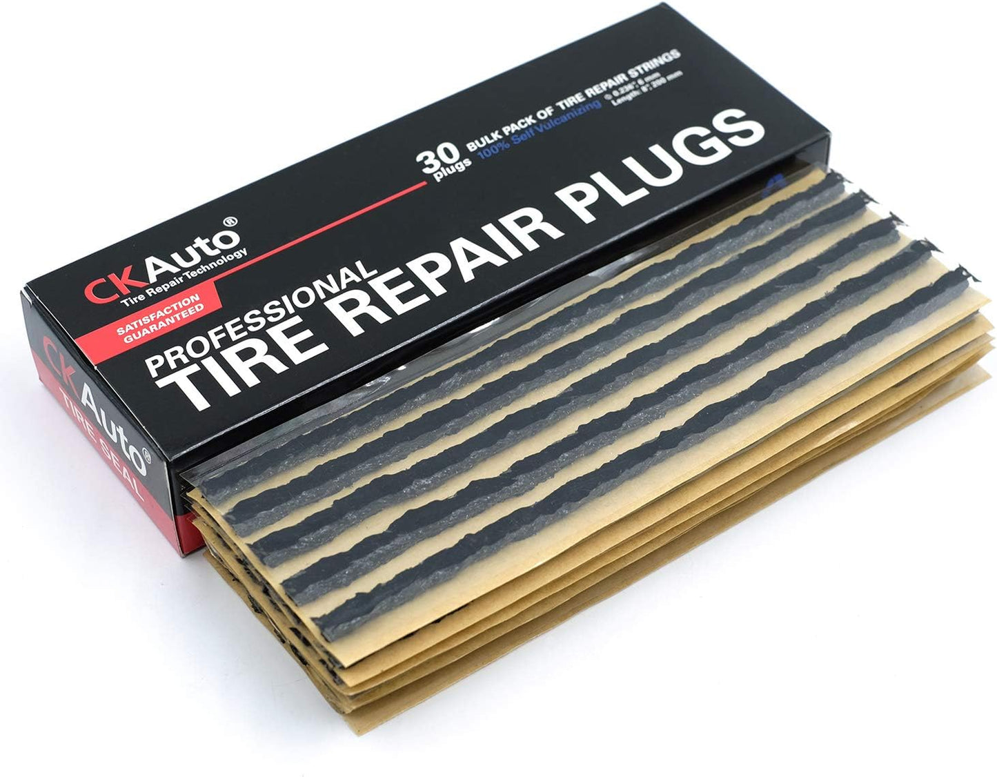 CKAuto 30pcs 4" Black Tire Repair Strings, Automotive Tool Tire Repair Plugs for Tubeless Off-Road Tires Car, Bike, ATV, UTV, Wheelbarrow, Mower