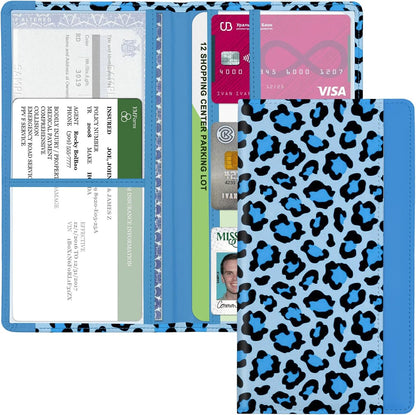 Car Registration and Insurance Holder, with Magnetic Closure for License, Cards and Documents, All Vehicle Needs and Car Accessories (Leopard-Black)
