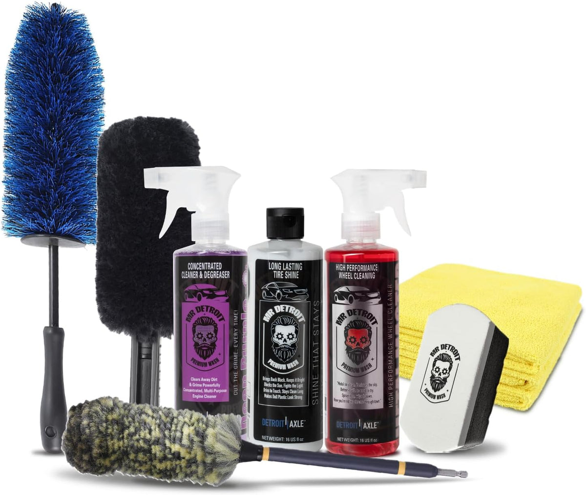 Mr. Detroit - Drill Wheel Brush w/Durable Soft Wool Microfiber Bristles and Steel Shaft for Car Tires, Wheels, Rims, Brakes and Any Other Narrow Spaces| Rim Brush Cleaning Tool w/Non-Scratch Bristle