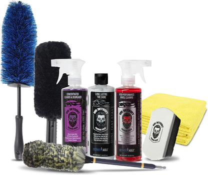 Mr. Detroit - Drill Wheel Brush w/Durable Soft Wool Microfiber Bristles and Steel Shaft for Car Tires, Wheels, Rims, Brakes and Any Other Narrow Spaces| Rim Brush Cleaning Tool w/Non-Scratch Bristle