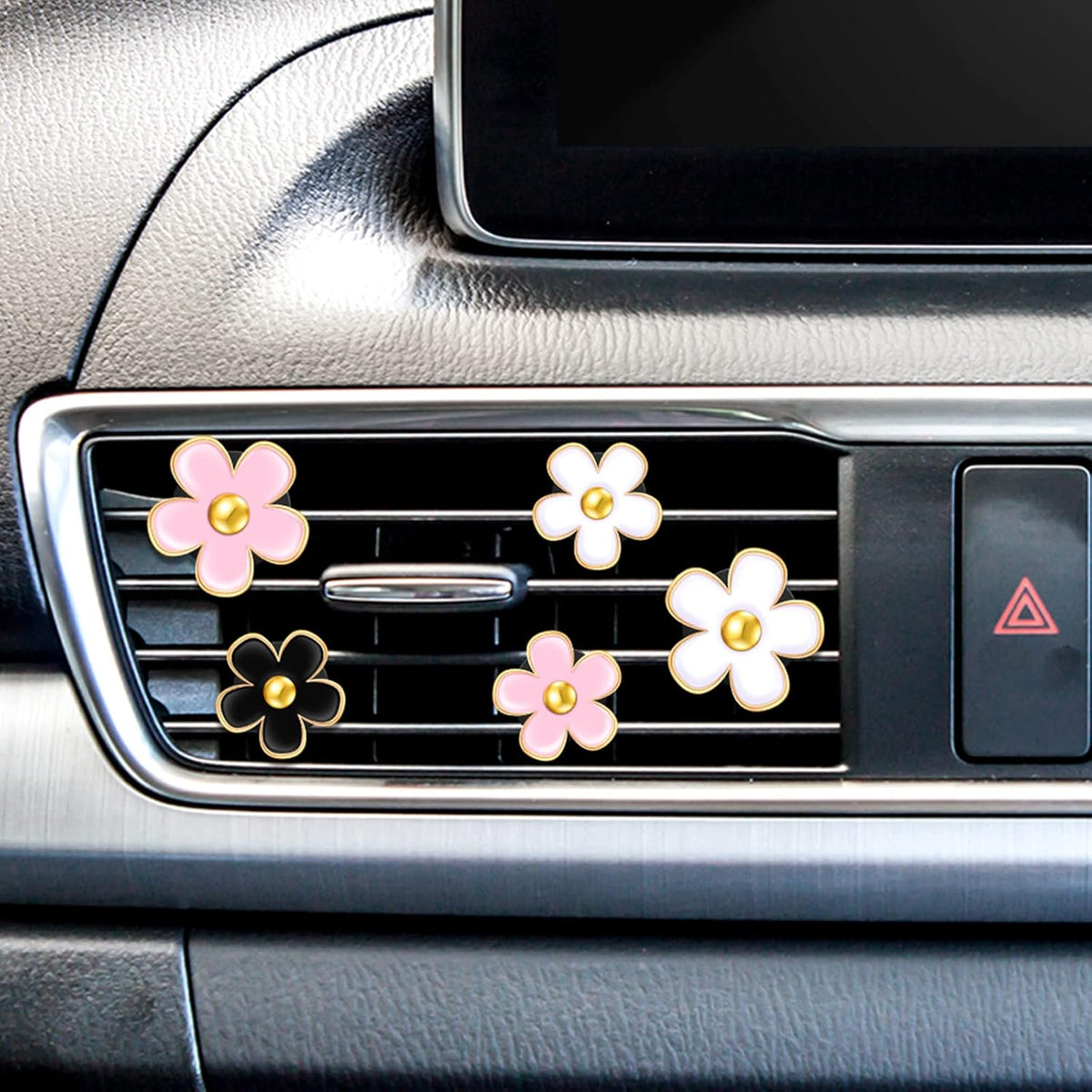 Frienda 6 Pcs Daisy Flower Air Vent Clip Accessories Air Conditioning Outlet Clip Car Air Freshener Dashboard Accessories Charm Car Inter Decor(3 cm, 3.3 cm,White)