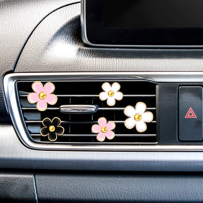 Frienda 6 Pcs Daisy Flower Air Vent Clip Accessories Air Conditioning Outlet Clip Car Air Freshener Dashboard Accessories Charm Car Inter Decor(3 cm, 3.3 cm,White)