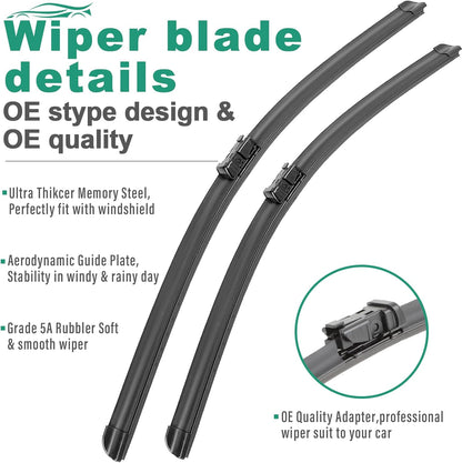 26" 16" 12" Windshield Wiper Blades Replacement for Toyota RAV4 2019 2020 2021 2022 2023 2024 2025 RAV 4 / Mazda 5 2006-2015 Premium All Weather Front Rear Wipers Set - OEM Quality (Pack of 3) - Colors C