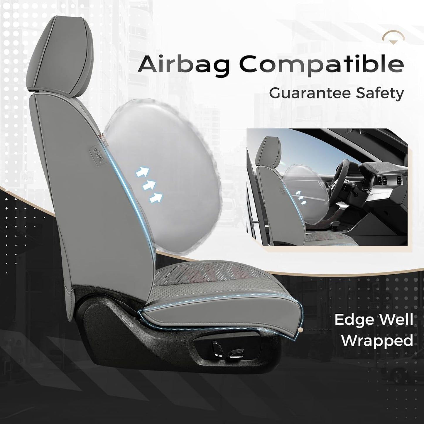 Coverado Seat Covers Full Set, Black Seat Covers for Cars 5 Seats, Car Seat Protector, Waterproof Nappa Leather Car Seat Cushion, Front and Rear Car Seat Cover Fit for Most Sedans SUV Pick-up Truck - Colors B