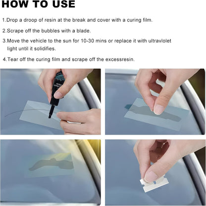 Windshield Crack Repair Kit, Quick Car Window Cracks Gone Glass Scratch Repair Liquid, Long-Lasting Windscreen Filler Tool Resin Fluid for Cracks Chips Star-Shaped Damage