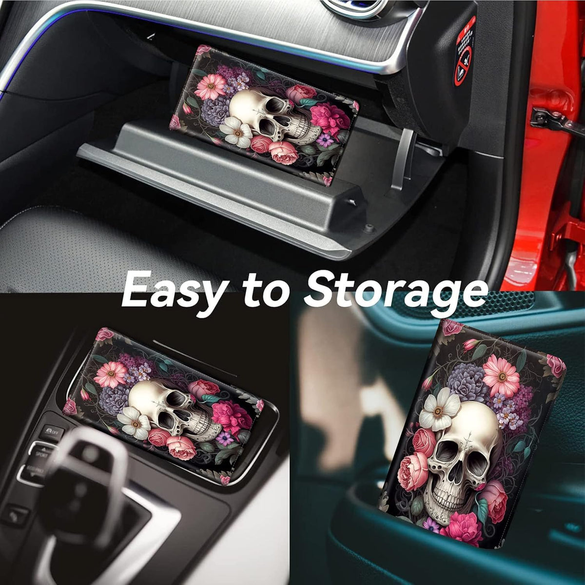 Car Registration and Insurance Holder, Leather Car Glove Box Organizer, Cool Car Accessories for ID, Driver's License Cards & Essential Document, business cards, Men&Women, Retro Audio Cassette