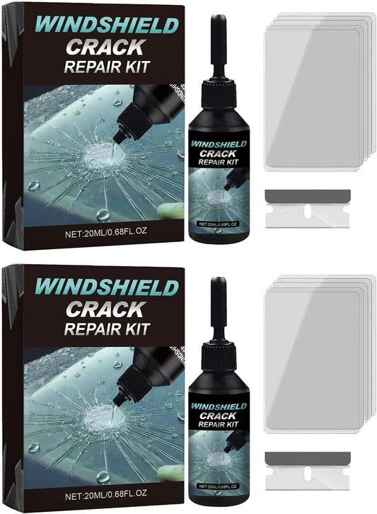 Windshield Crack Repair Kit 2 Packs, Car Windshield Crack Repair Kit with Glass Repair Liquid for Cracks and Chips, 2026 New Universal Cracks Glass Repair Kit for All Types