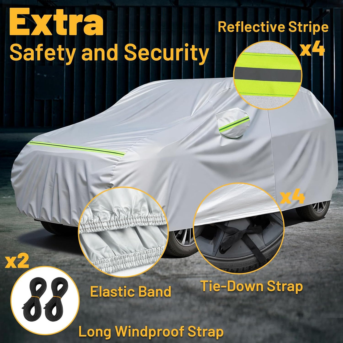 Favoto SUV Car Cover Waterproof All Weather 6 Layers Heavy Duty Car Cover for Automobiles Rain Sun Snow UV Protection with Inner Cotton Car Cover Outdoor Universal Fit for SUV (188-198 inch) Silver
