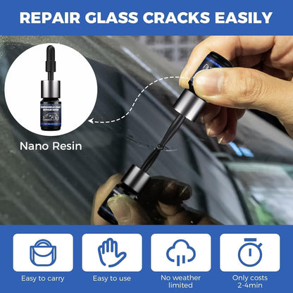 Windshield Chip Repair Kit, Car Cracked Windshield Repair Kit, Quick and Efficiency Glass Repair Tool for Fixing Bulls-Eye, Cracks and Star-Shape Cack,2 Pack