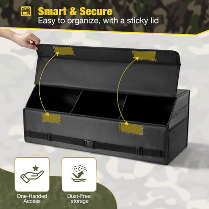 Fyzeoty Car Organizers for Trunk for Suv Sedan, Leather Storage Box,Magnetic Lid,Collapsible and Adjustable,16.5 inches