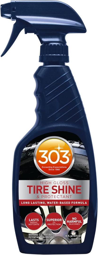 303 Products High Gloss Tire Shine And Protectant - Long Lasting, Water Based Formula - Lasts For Weeks - No Harmful Silicones - Lasts Weeks Not Days, 16 fl. oz. (30395CSR) Packaging May Vary