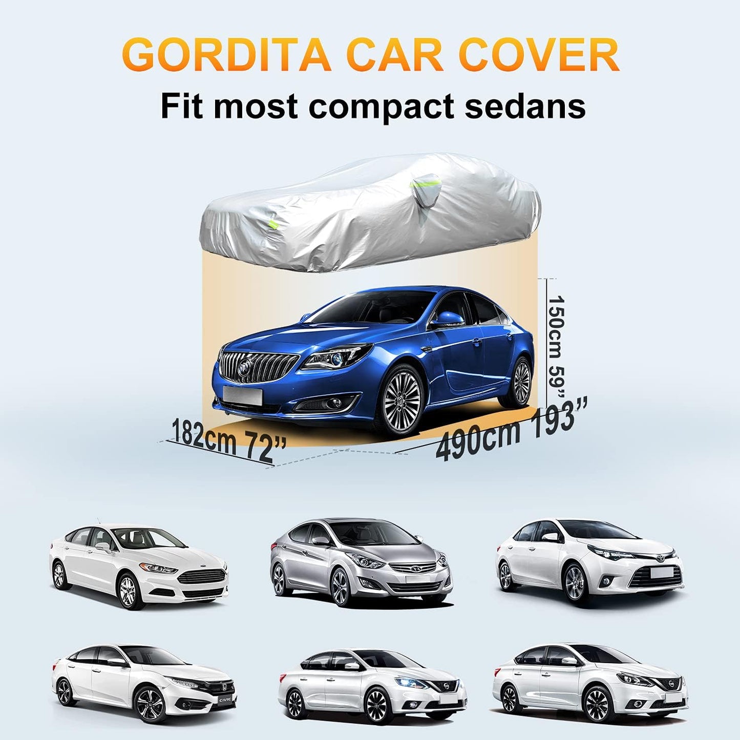 Car Cover, SUV Waterproof Car Covers for Automobiles All Weather Season UV Hail Protection Snowproof Full Car Cover, Outdoor Full Cover Universal Fit SUV Up to 190’’