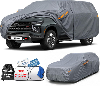 SUV Cover Waterproof All-Weather,Outdoor Full Exterior Automobiles SUV(Length 182-190 inch) with Windshield Sun Shade Universal Fit Toyota RAV4,CRV,Model Y,Q5,Size S2 (See SizeChart)