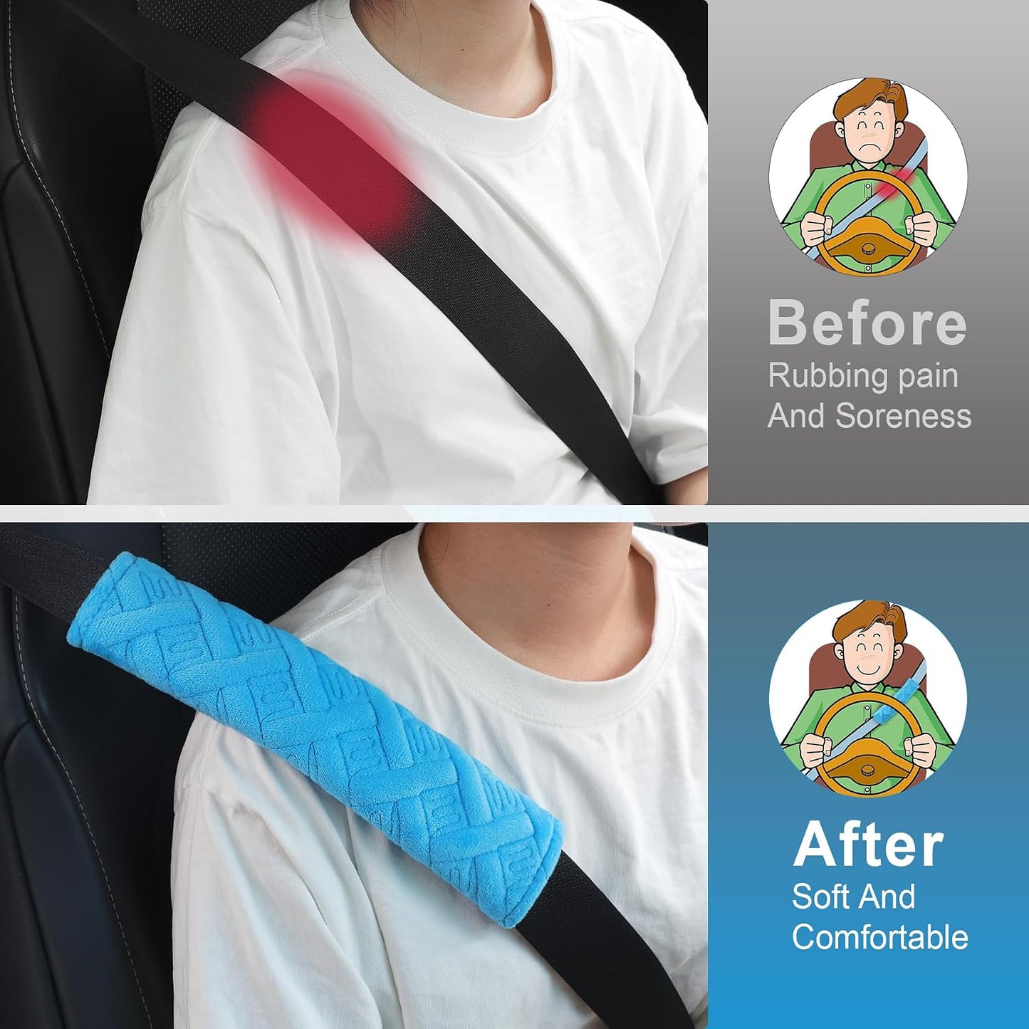 JUSTTOP 2-Pack Universal Car Seat Belt Pads Cover for A More Comfortable Driving, Seat Belt Shoulder Strap Covers Harness Pad for Car Interior Accessories(Black)