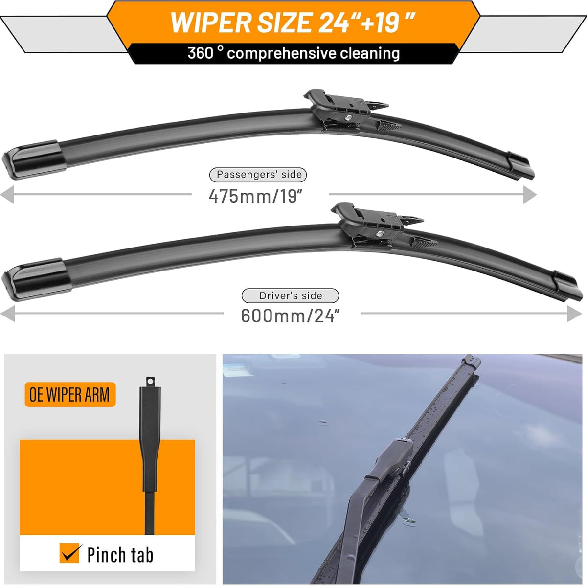 AUTOBOO 26"+19" Windshield Wipers Replacement for Tesla Model 3 2017 2018 2019 2020 2021 2022 2023 2024 2025 Model Y 2020 2021 2022 2023-2025 -Original Factory Quality (Pack of 2) - Colors A