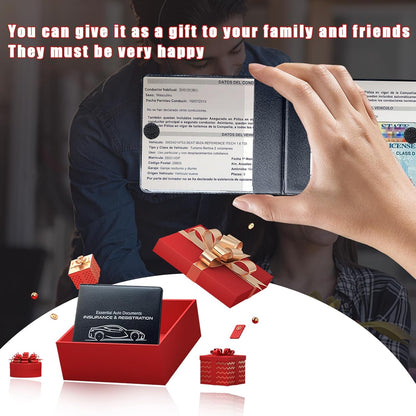 Ziciner Car Registration Insurance Holder, 2Pack Essential Auto Card Document Glove Box Organizer with Touch Fastener, Vehicle Interior Accessories Perfect for Most Car, Truck, SUV (Red/Small Car)