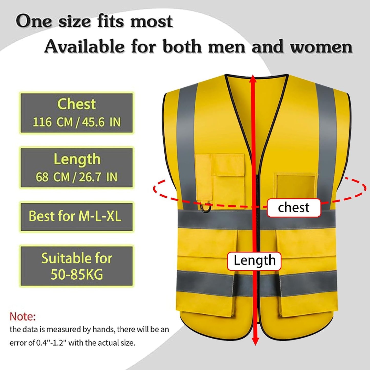 Safety Vests 20 Pack,Hi Vis Construction Vest with 5 Pockets and Zipper,Reflective Vest for Men Women Work One Size