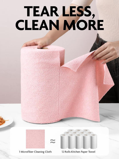 Fantasticlean Microfiber Cleaning Cloth Roll -75 Pack, Tear Away Microfiber Towels, 12" x 12", Reusable, Washable, Scratch Free, Ultra Absorbent for All-Around Cleaning Supplies (DimGray)