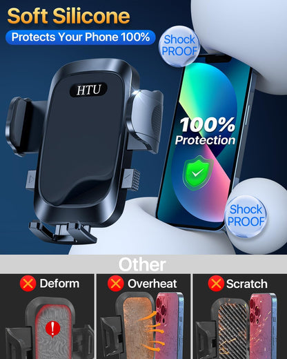 2026 Ultimate Best【True Military-Grade & Safety Cert】Car Phone Holder HTU【Upgraded 360 Rotation & 100+LBS Strongest Suction】5-in-1 Truck Windshield Dashboard Vent Mount Stand for iPhone Android, Black