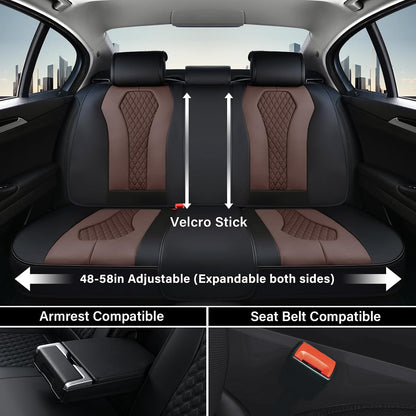 Coverado Seat Covers, Car Seat Covers Full Set, Black Car Seat Cover, Car Seat Covers Front Seats Back Seat Cover, Waterproof Car Seat Cushion, Leather Seat Covers Seat Protector Fit for Most Cars