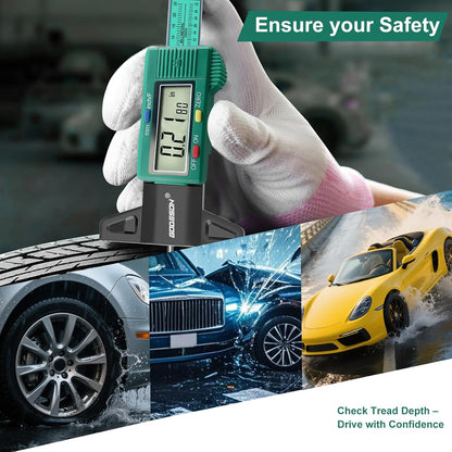 GODESON Tire Tread Depth Gauge, Digital Tire Tread Depth Gauge with 3 Modes-Fractional Inch, Decimal Inch and Millimeter, Tire Depth Gauge for Motorcycles, Cars, SUV, Easy to Read Tread Depth Gauge