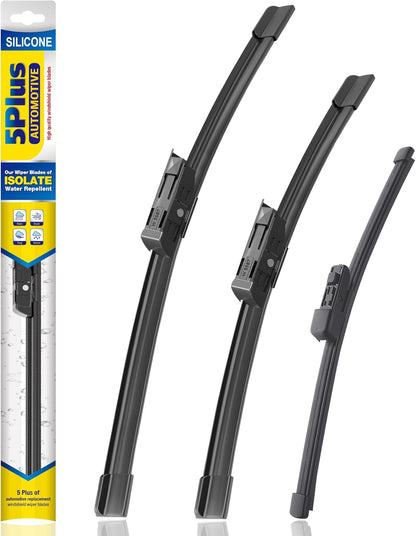 5 PLUS® Silicone Windshield Wipers Replacement for 2007-2014 Ford edge, 2007-2015 Lincoln MKX Wiper Blades(Set of 3),Automotive Replacement Windshield Wiper Blades For My Car-26"/20"/14" - Colors B