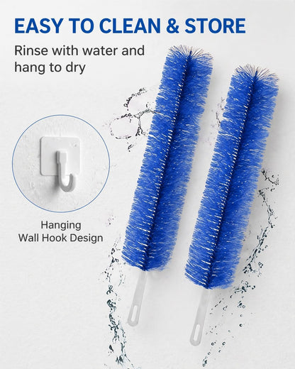 2 Pcs Zylphion Fan Cleaning Brush, Bendable Fan Cleaner Flexible Small Space Crevice Cleaning Tool Duster for Box Fan, Floor Fan, Stand Up Fan, Air Vent, Heater Vent