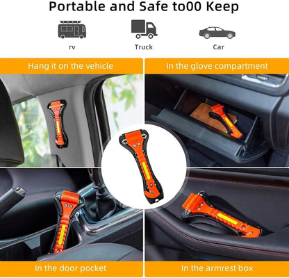 Safety Hammer, 10 Pack Car Emergency Escape Tool Car Window Breaker and Seat Belt Cutter with Light Reflective Tape for Family Car Life Saving Survival Kit