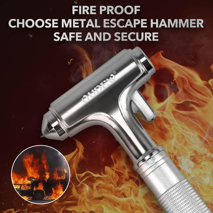Car Safety Hammer, Car Glass Breaker with Seat Belt Cutter, Automotive Escape Tool with Lighting Function, Metal Window Breaker, Emergecy Safety Hammer for Auto Accidents (Black)