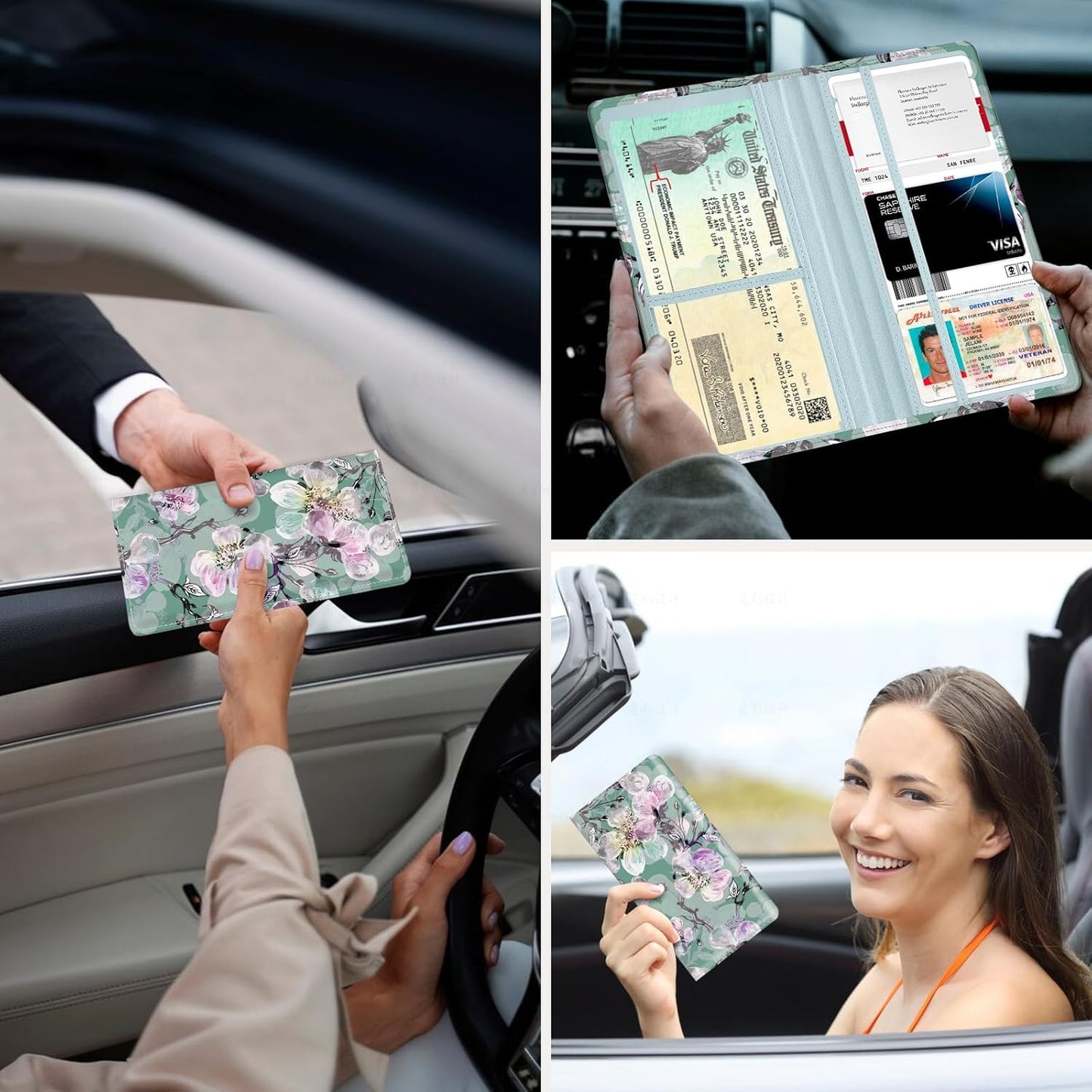 Car Registration and Insurance Holder，Colour Patterns Men Women Car License Document Registration and Insurance Card Holder