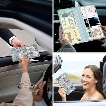 Car Registration and Insurance Holder，Colour Patterns Men Women Car License Document Registration and Insurance Card Holder