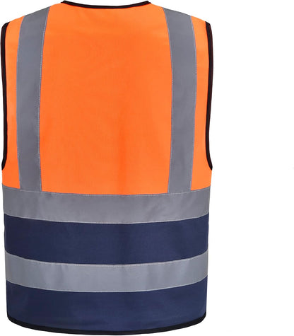 AYKRM 12 colour High visibility viz vest hi vis viz reflective work construction safety vest (XS-8XL) - Colors B