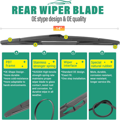26" 16" 12" Windshield Wiper Blades Replacement for Toyota RAV4 2019 2020 2021 2022 2023 2024 2025 RAV 4 / Mazda 5 2006-2015 Premium All Weather Front Rear Wipers Set - OEM Quality (Pack of 3) - Colors D