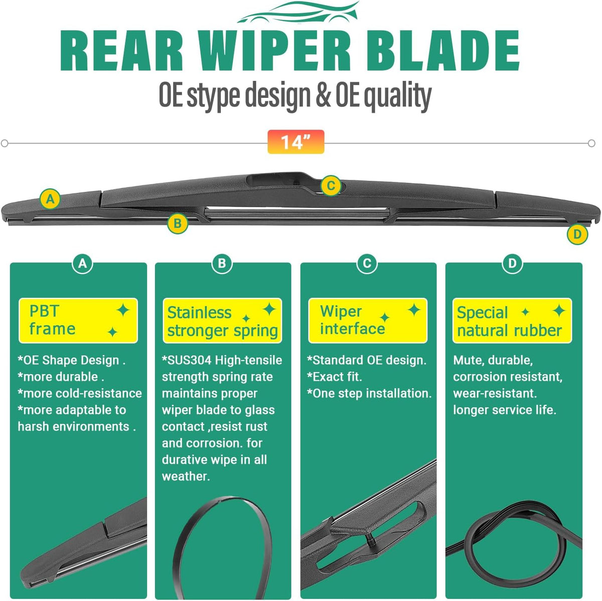 26" 16" 12" Windshield Wiper Blades Replacement for Toyota RAV4 2019 2020 2021 2022 2023 2024 2025 RAV 4 / Mazda 5 2006-2015 Premium All Weather Front Rear Wipers Set - OEM Quality (Pack of 3) - Colors A
