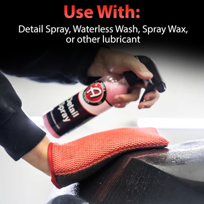 Adam's Clay Mitt Combo - Detail Spray Clay Lubricant for Medium Grade Clay for Car Detailing - Glove Quickly Removes Debris from Your Paint, Glass, Wheels, & More