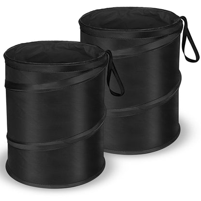 Car Trash Can, 2 Packs Mini Collapsible Pop-up Car Garbage Can, Waterproof Hanging Car Trash Bag with Velcro, Car Trash Bin, Black