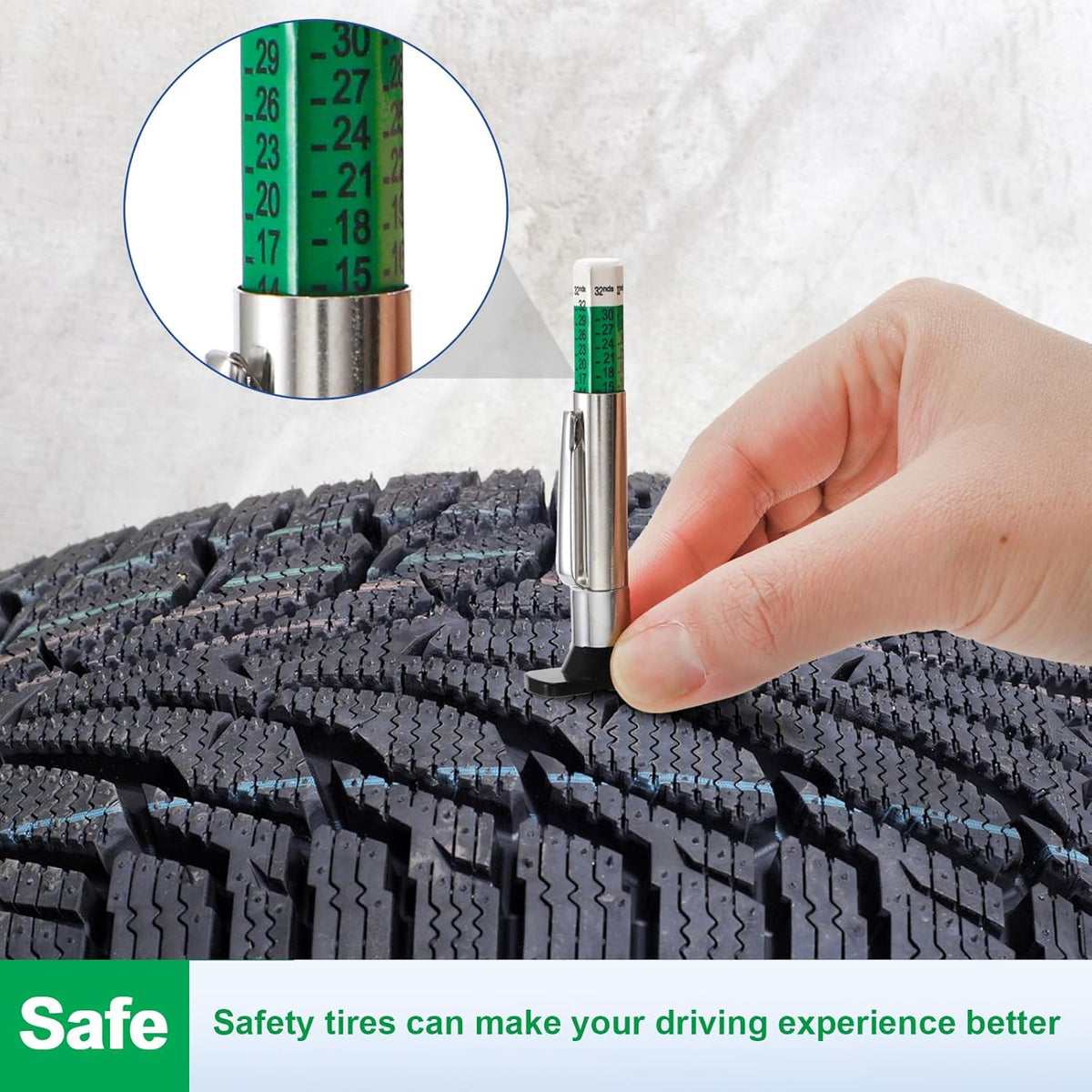 Yarlung 50 Pack Tire Tread Depth Gauge, Color Coded 32nds Accurate Measurement Tools, Tire Depth Gauge with Pocket Clip in 1/32 Inch Increments for Car, Semi Truck Tire Tread Check