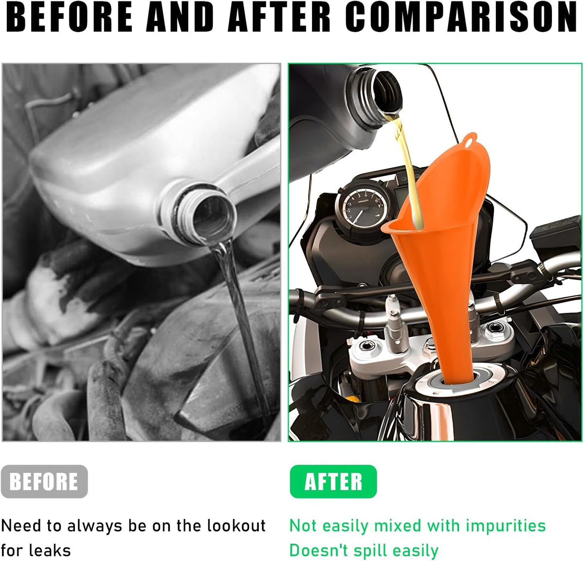 DXNQ Oil Funnel, Automotive Multi-Function Plastic Fuel Funnel with Long Neck, Universal Engine Oil Funnel for Filling Oils Gas Lubricants and Fluids, Car Accessories (Black)