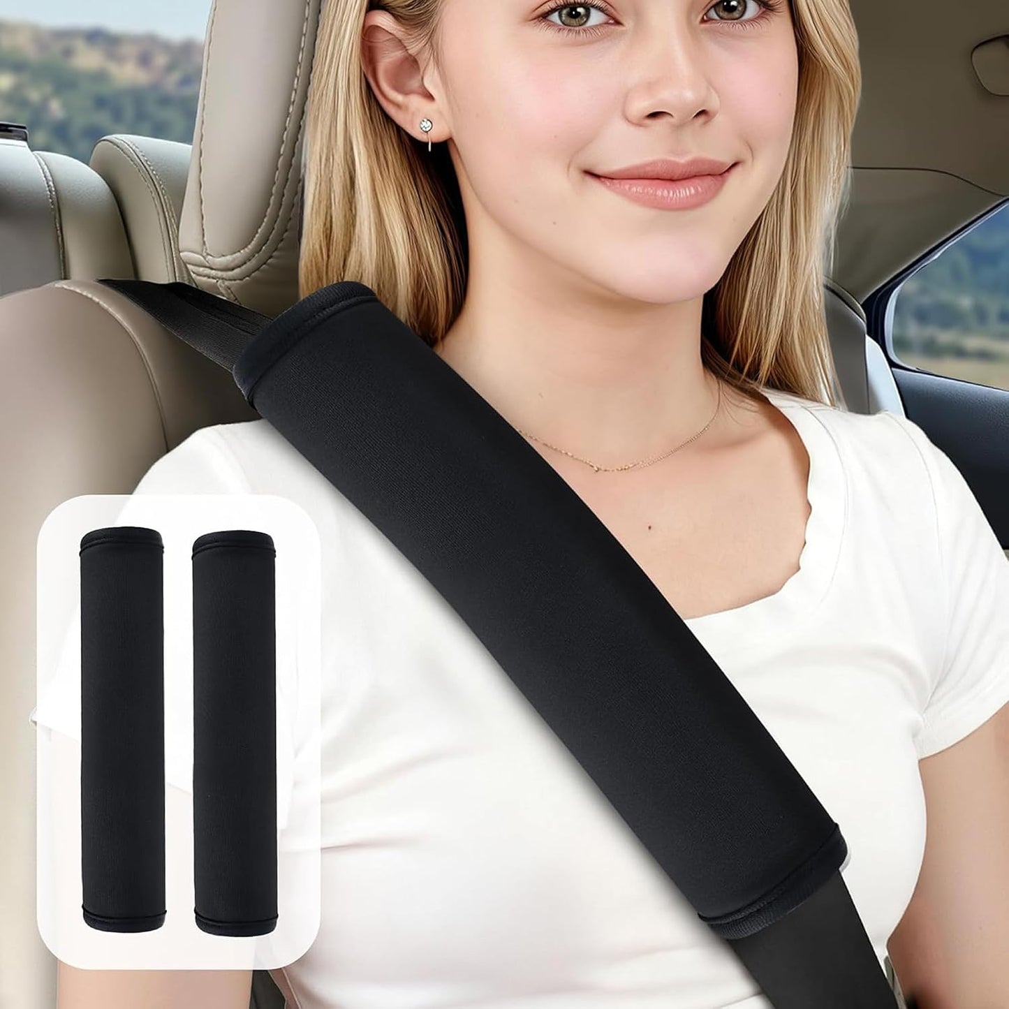 Extra Long Car Seat Belt Cover, 2Pack Waterproof Seatbelt Shoulder Pad for Comfortable Driving, Soft Seatbelt Strap Covers for Adults Kids Women & Men, Machine Washable, Grey